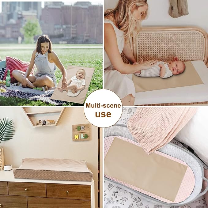 Owlowla Baby Diaper Changing Pad Portable Changing Mat Travel Changing Pad Liner for Baby and Small Toddler(Beige&Black)