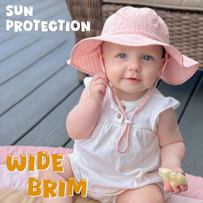 HONGTEYA Baby Sun Hat Wide Brim Adjustable Toddler Beach Bucket Hat | Soft - Image 3