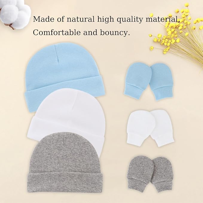 Baby Hats and Mittens Newborn Hats Gloves Infant Beanie Soft Cap Mitten Sets - Image 6