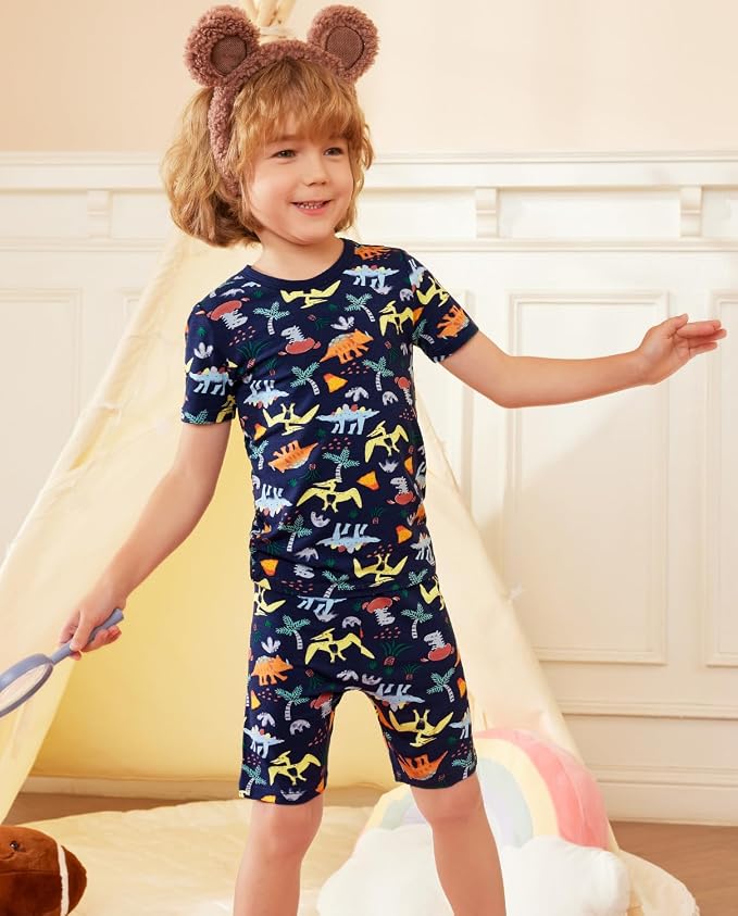 babee Reshinee Bamboo Viscose Toddler Boys Pajamas Set, Short Sleeve Kids - Image 7