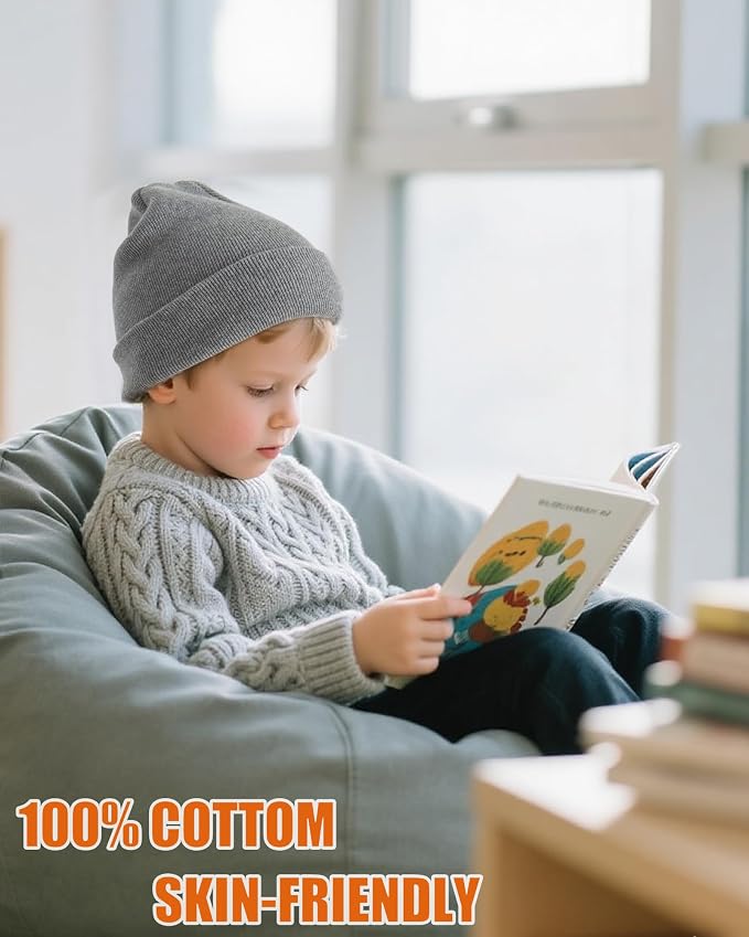 ROYBENS 100% Cotton Baby Beanie Cute Toddler Winter Hat Knit Caps Ages 0-8 | - Image 4