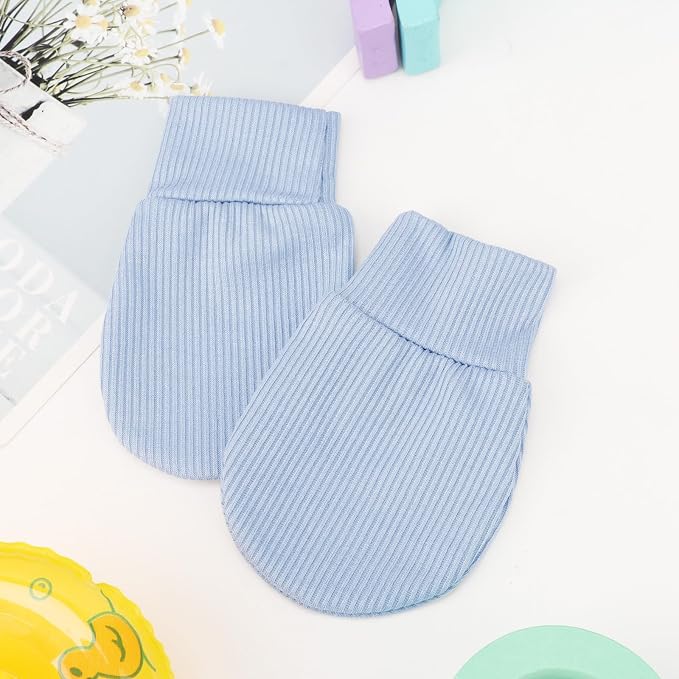 AQOKKA Newborn Baby Mittens No Scratch Cotton Elastic Wrist Gloves Infant - Image 3