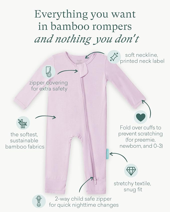 PurComfy Bamboo Viscose Baby Romper, Long Sleeve Pajmas - Image 2