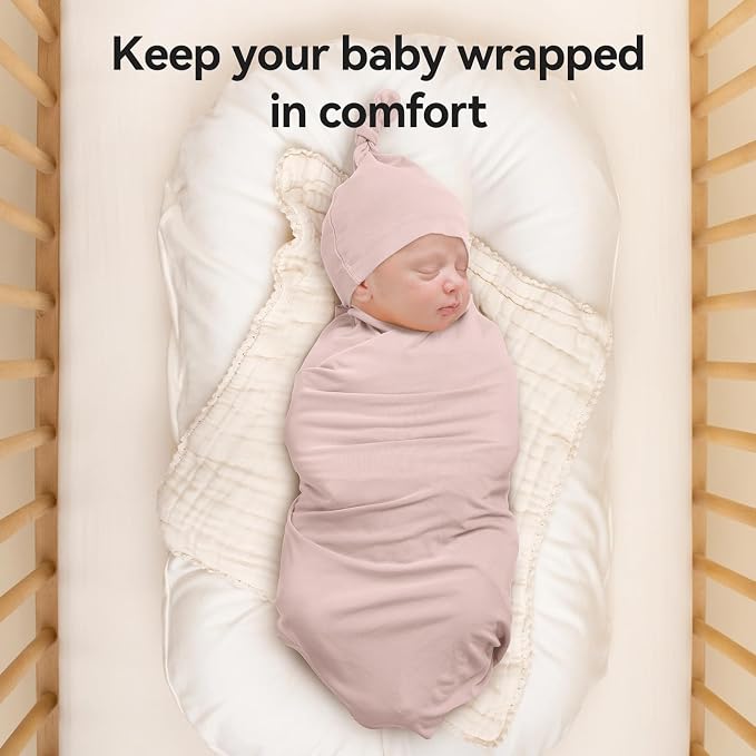 BubblePanda Rayon Made from Bamboo Newborn Swaddle Blankets 47 x 47 Inch | Baby - Image 5
