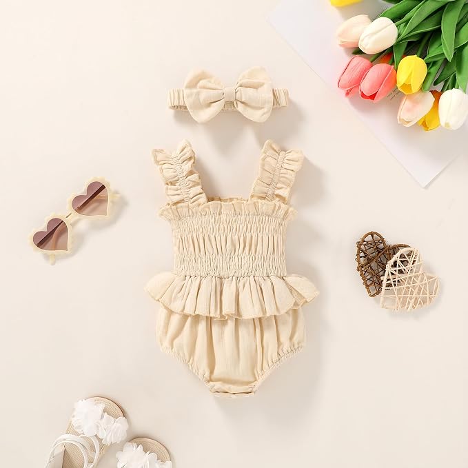YOUNGER TREE Baby girl Romper Infant Summer Clothes Ruffle Sleeveless One Piece - Image 3