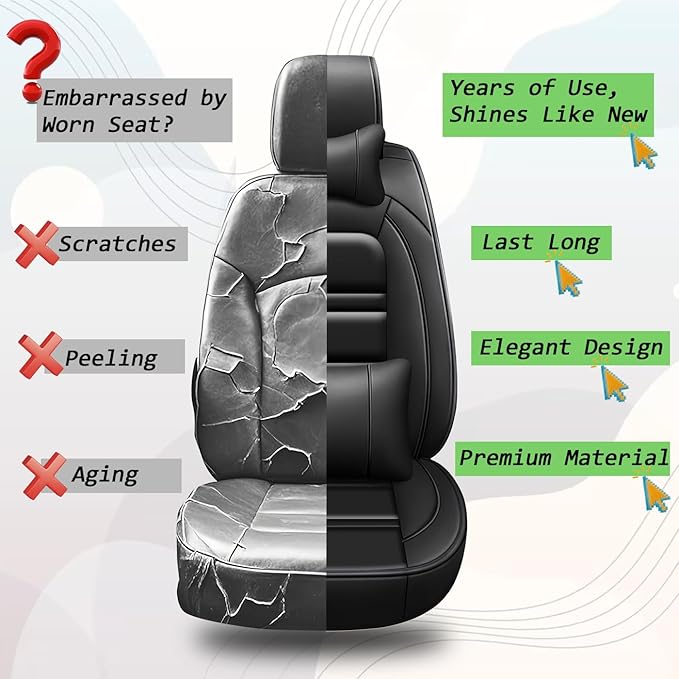 Car Seat Covers for Nissan Car Xterra 2000-2015 | 5-Seats Seat Covers, Waterproof Seat Protectors, Automotive Seat Covers (Full Set with Pillow,Black)