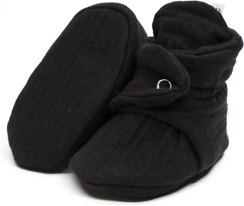 Ella Bonna Baby Booties Organic Cotton Muslin Newborn Baby Slippers Baby Boy by EllaBonna