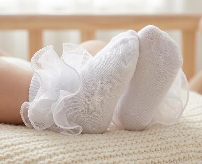 Baby Girl Ruffle Socks Cute Infant Lace Frilly Fancy Dress Socks - Image 3