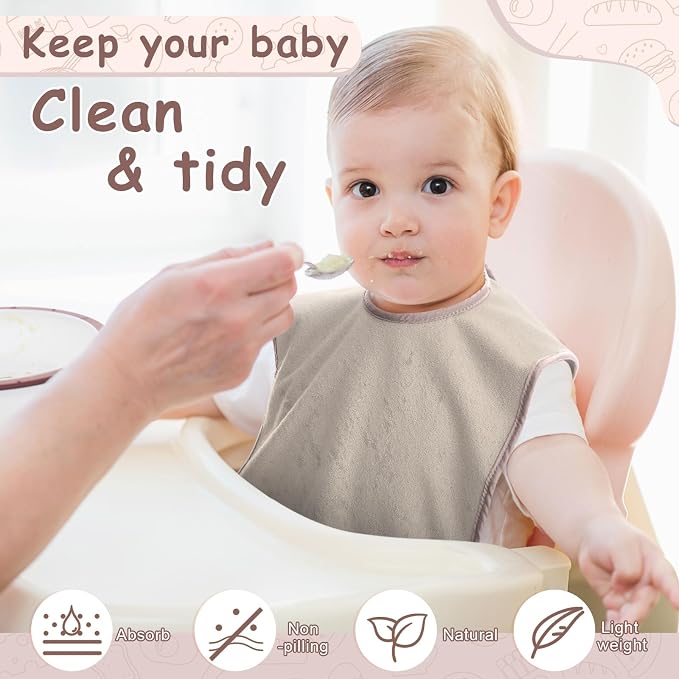 Hercicy Full Coverage Pullover Toddler Baby Bibs | Terry Cloth Bibs - Image 5