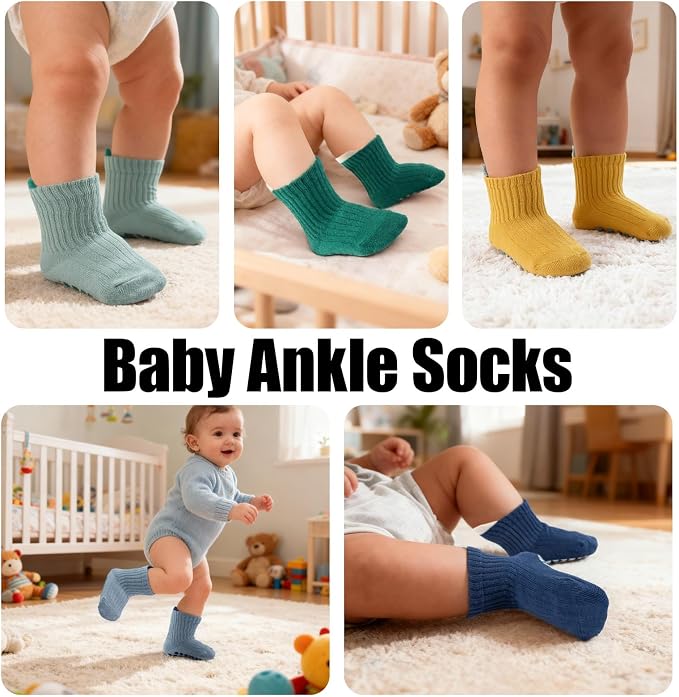 8 Pairs Baby Toddler Socks Non-Slip Grip Socks - Image 5