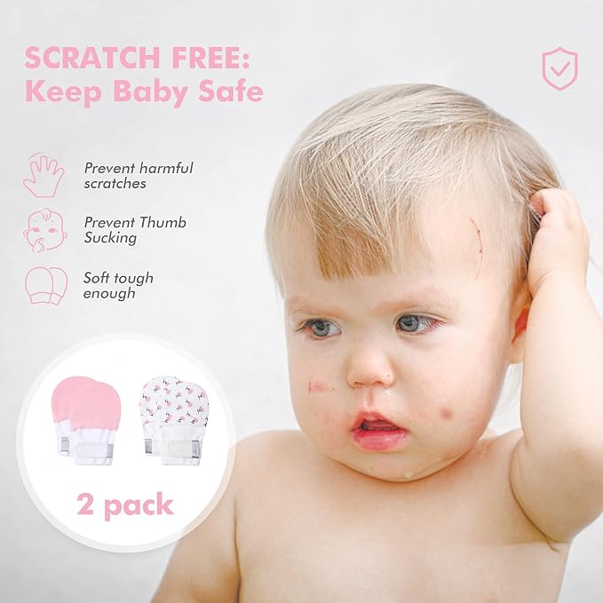 Baby Newborn No Scratch Mittens Stay On, 100% Cotton Adjustable 0-12M | Soft - Image 2