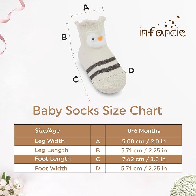 GOTS Organic Cotton Blend 7 Baby Socks 0-6 Months Animal Design Non Slip - Image 4