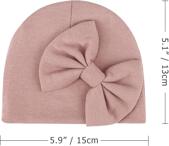 BQUBO Newborn Girls Hats Baby Hat and Mittens Set Infant Caps Bow Hospital - Image 6