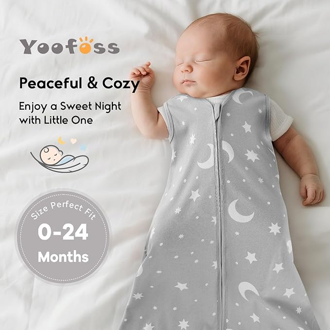 Yoofoss Baby Sleep Sack 18-24 Months 0.5 Tog Wearable Blanket for Baby, 3 Pack 100% Organic Cotton Infant Toddler Sleeping Sack 2-Way Zipper Lightweight Sleep Sack