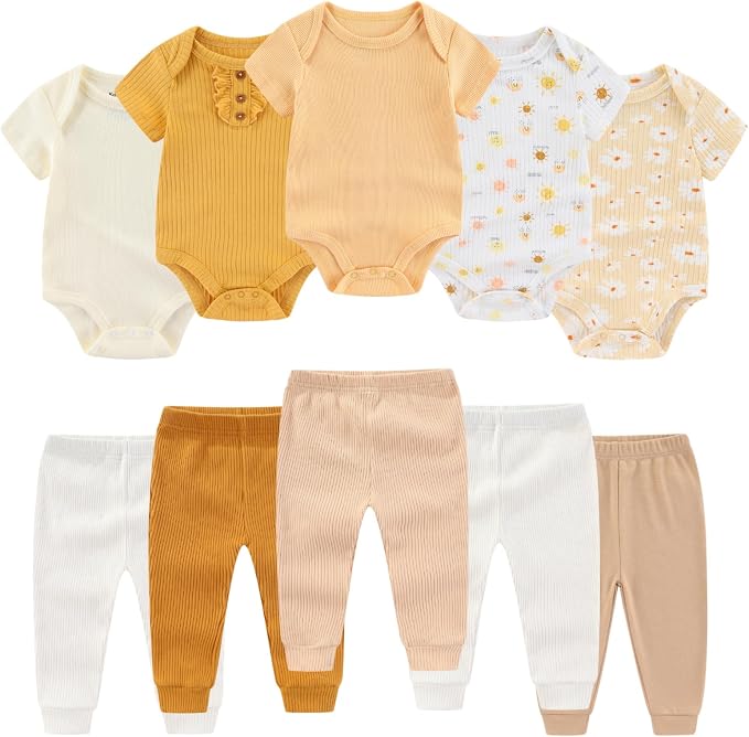 BIGBIGKISS Baby Bodysuit and Pant Set 10Pcs Baby Boy Girl Clothes Outfits | by BIGBIGKISS