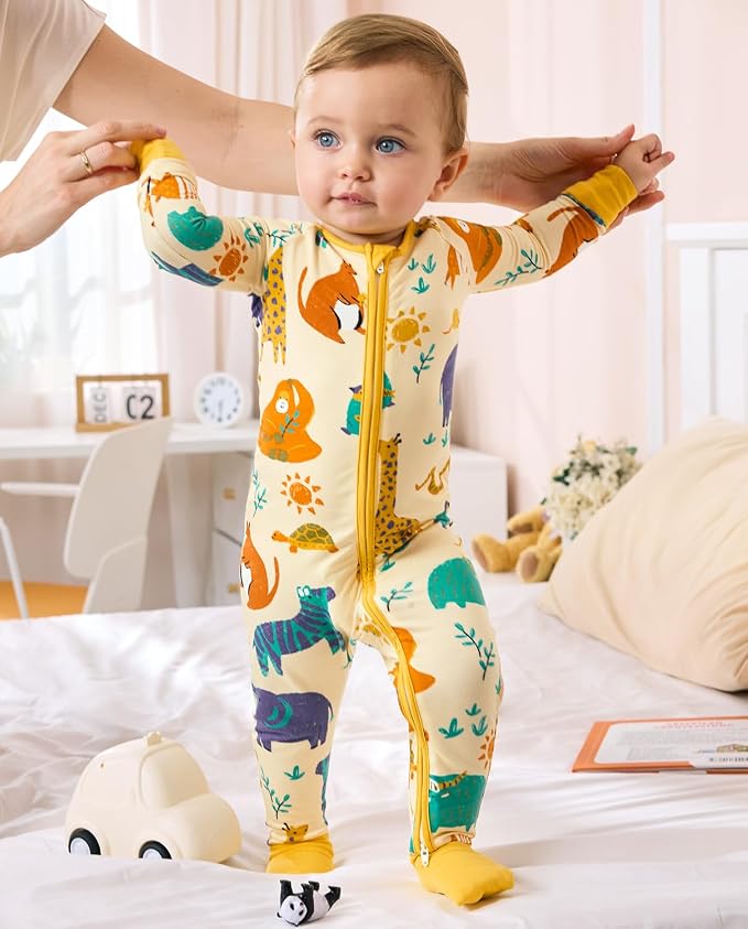 babee Reshinee Bamboo Viscose Baby Footie Pajama, Zipper Sleeper Boys Girls - Image 5