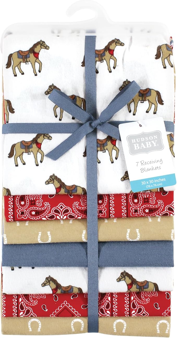 Little Treasure Hudson Baby Cotton Poly Flannel Receiving Blankets Multipack - Image 2