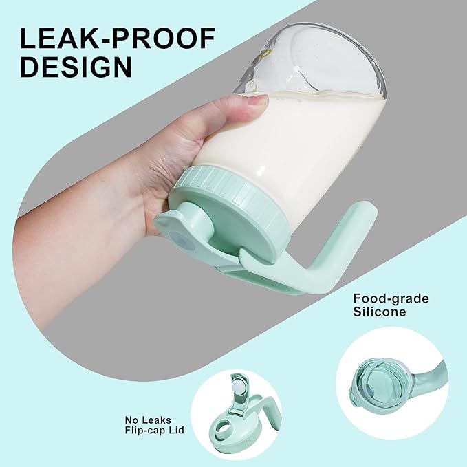 34oz Breast Milk Pitcher, Breast Milk Storage Containers for Fridge, Breastfeeding Essentials with Sealing Ring, No Leak Glass Pitcher with Handle and Lid for Ice Tea Juice Green