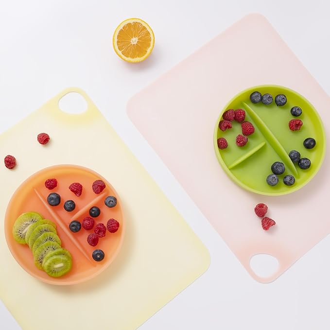 Olababy Fold N Go Silicone Placemat w Travel Case | Dishwasher Safe, BPA Free, Non-Slip, Waterproof | Mini Dining Mat for Infants, Babies, Toddlers and Kids (1, Coral)