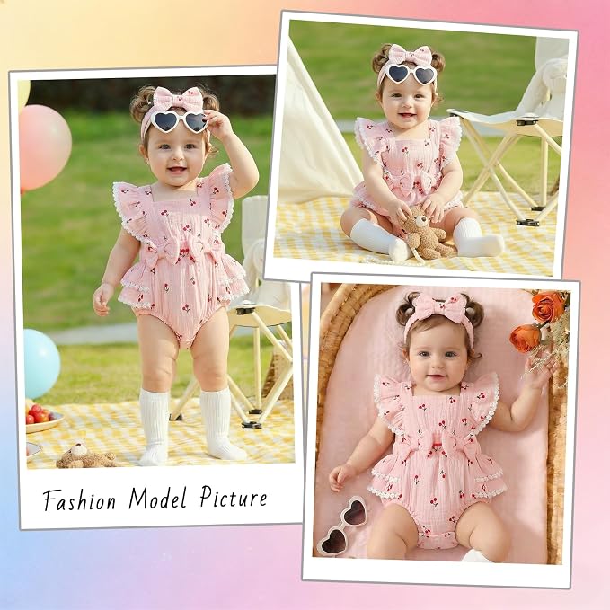 Baby Girl Summer Clothes Infant Girls Romper Dress | Ruffle Sleeve, Cotton Linen - Image 2