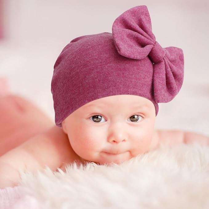 Newborn Baby Hats and Mittens Set Infant Bow Beanie Cap Toddler Gloves Newborn - Image 6