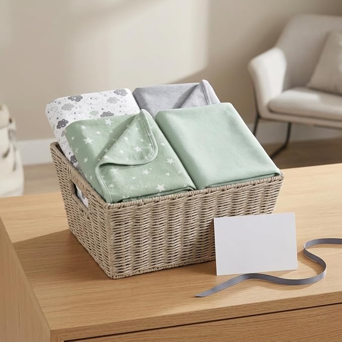 EVERYDAY KIDS 4 Pack of Soft Flannel Receiving Baby Blanket Set - Image 5