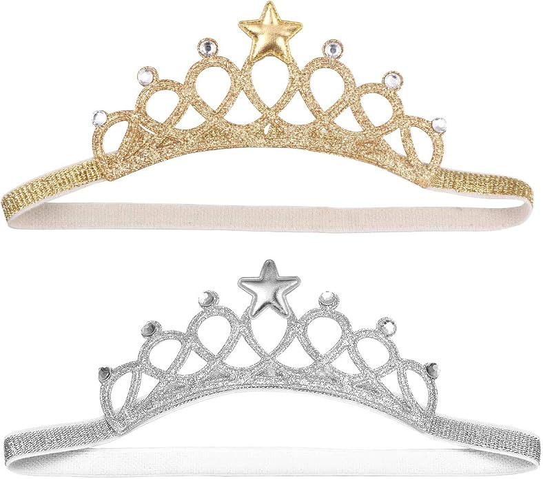 Beaupretty 2PCS Baby Girls Crystal Crown Tiara Hair Belt Headband Soft Headwrap by Beaupretty