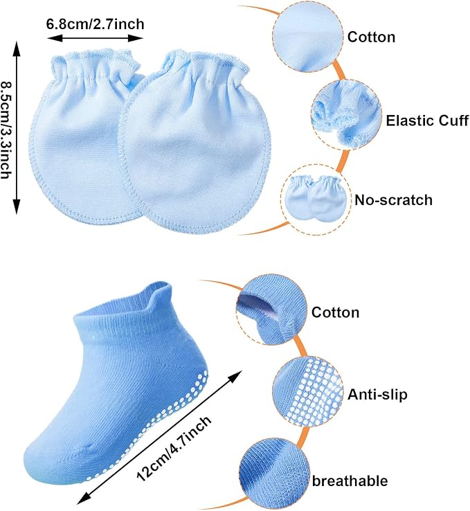 Syhood 4 Sets Baby Hat Mittens Socks Bear Ear - Image 3