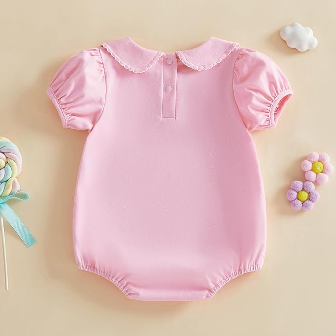 Baby Boy Girl Bubble Romper Short Sleeve Collar Summer Bodysuit - Image 3