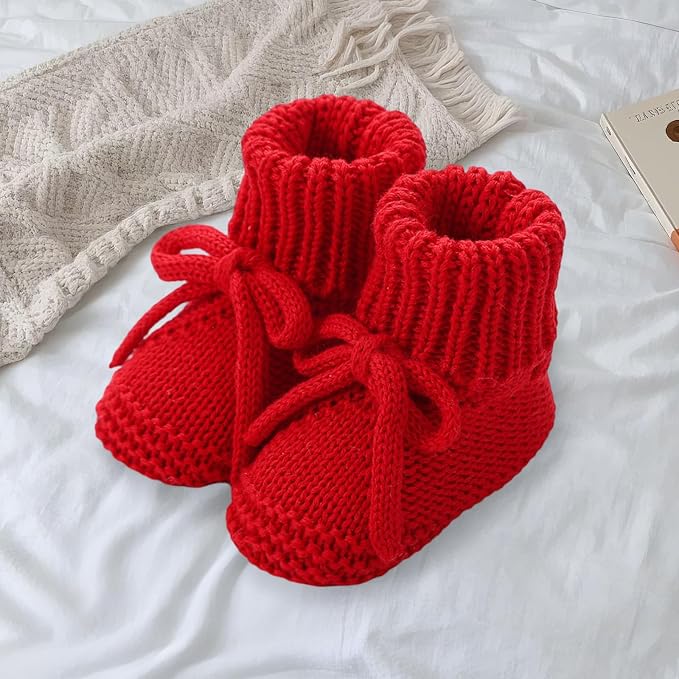 SOLILOQUY Baby Boy Girl Cozy Knit Booties Stay-On Bow Tie Newborn First Shoes - Image 5