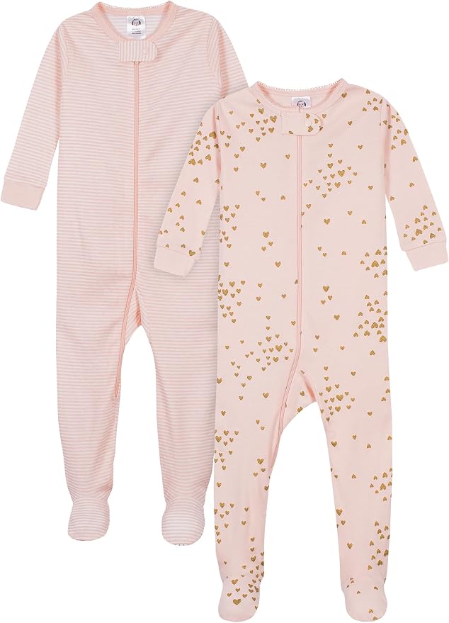 Gerber Baby Girls 2-Pack Footed Pajamas by Gerber
