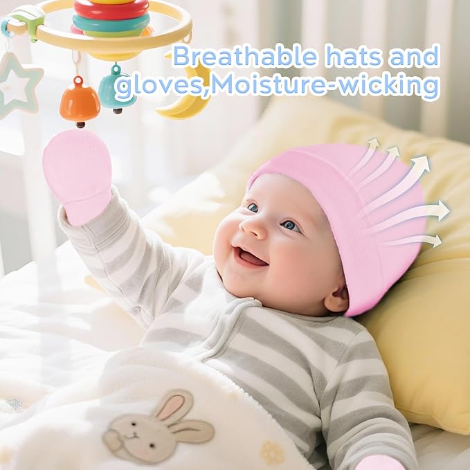 Zando Anti-Scratch Baby Hats Mittens Warm Newborn Infant Boys Girls 0-6M | - Image 4