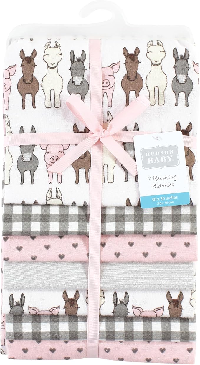 Little Treasure Hudson Baby Cotton Poly Flannel Receiving Blankets Multipack - Image 2