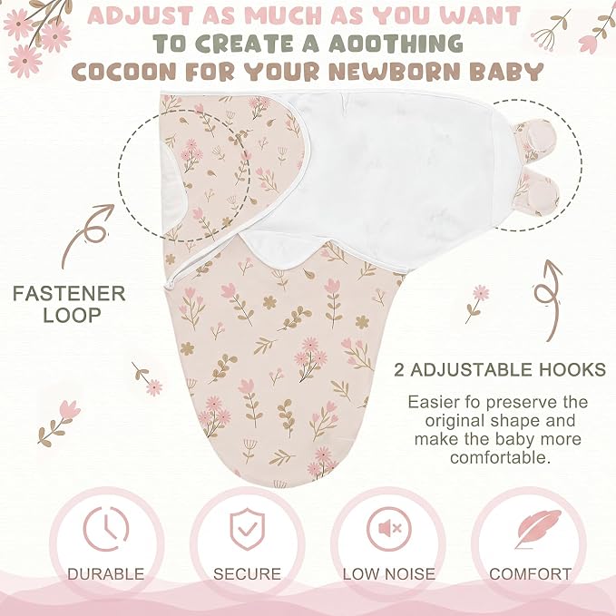 CroBlissful 4 Pack Boho Floral Baby Swaddles - Image 3