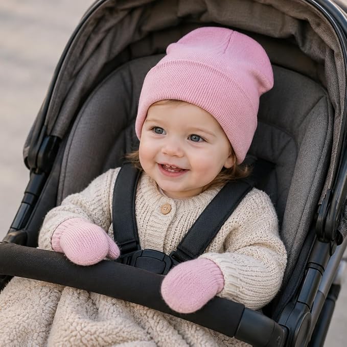 Baby Hats and Mittens Set Infant Toddler Beanie Cap Newborn Gloves - Image 6