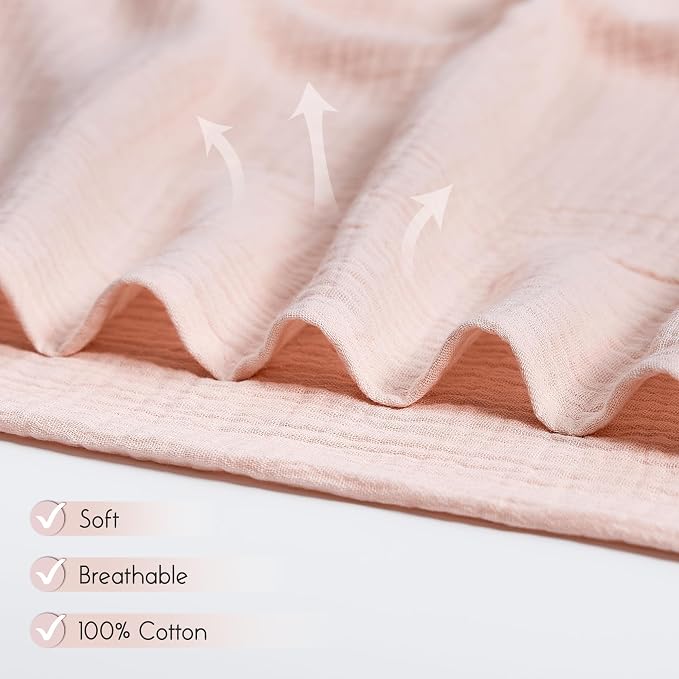 Meracorallo Muslin Swaddle Blanket, 100% Cotton, Peach Pink | Soft Breathable - Image 3