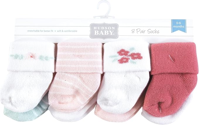 Hudson Baby Baby 8-pack Cotton Rich Newborn and Terry Socks - Image 2