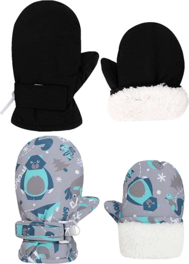Toddler Gloves Kids Mittens Winter Warm Lined Fleece Gloves Waterproof Snow by Slivery+Color