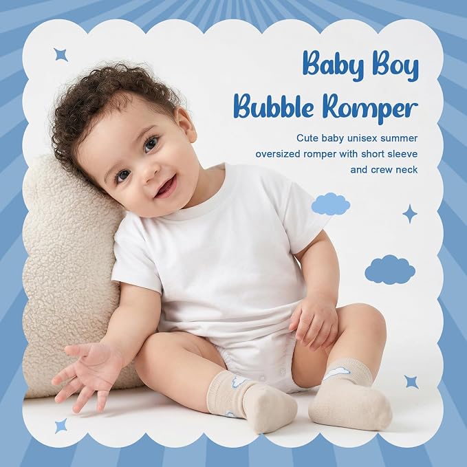 Bafeicao Baby Boy Girl Bubble Romper Infant Toddler T-Shirt Bodysuit | Organic - Image 6