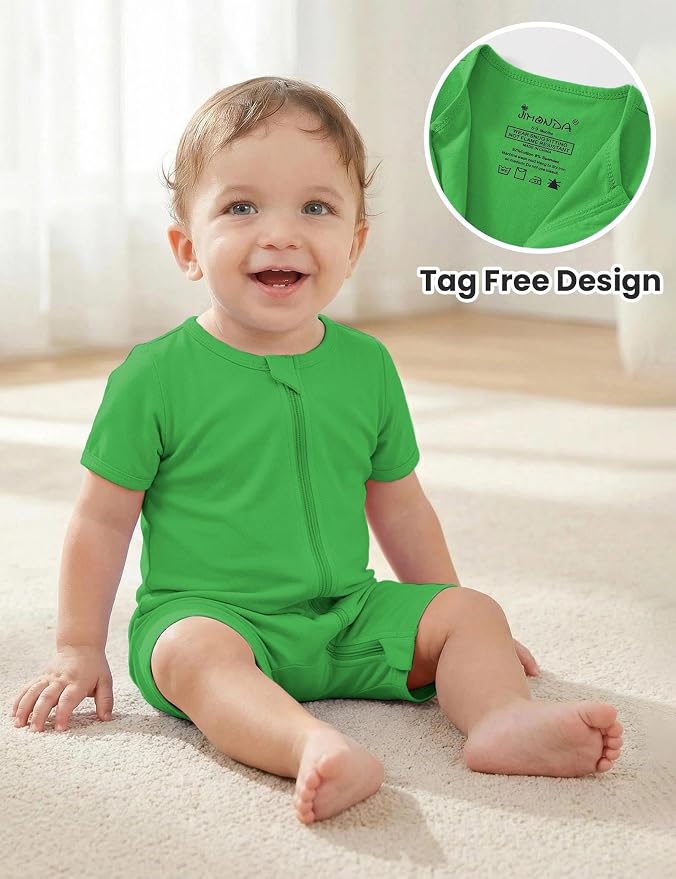 Jimonda Baby Romper Short Sleeve 2-Way Zipper Pajamas Cotton | 2-Pack, One Piece - Image 2