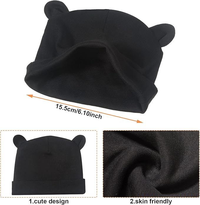 Syhood 4 Sets Baby Hat Mittens Socks Bear Ear - Image 2