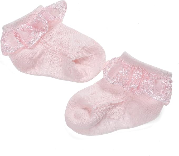EPEIUS Baby Girl Ruffle Socks, Eyelet Frilly Lace Socks - Image 8