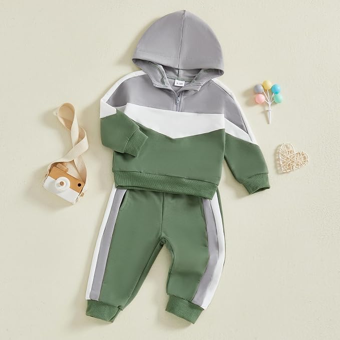 Infant Baby Boy Fall Winter Clothes Outfit Hooded Long Sweatshirt Pant Set - Image 7