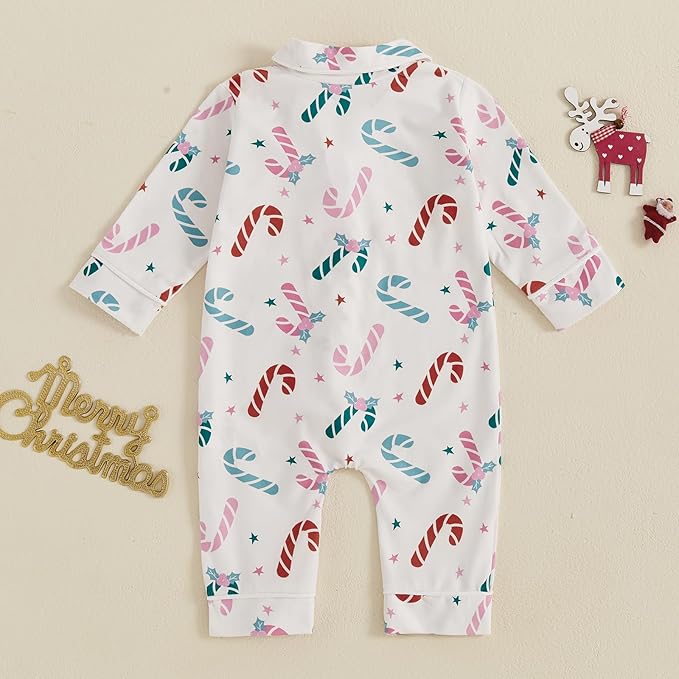 Balaflyie Baby Girl Button Down Pajamas Romper One-Piece Jumpsuit Long Sleeve Sleeper Infant Sleepwear
