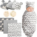 DRESHOW BQUBO Cotton Baby Swaddle Hat Set Newborn Infant Receiving Blankets by DRESHOW