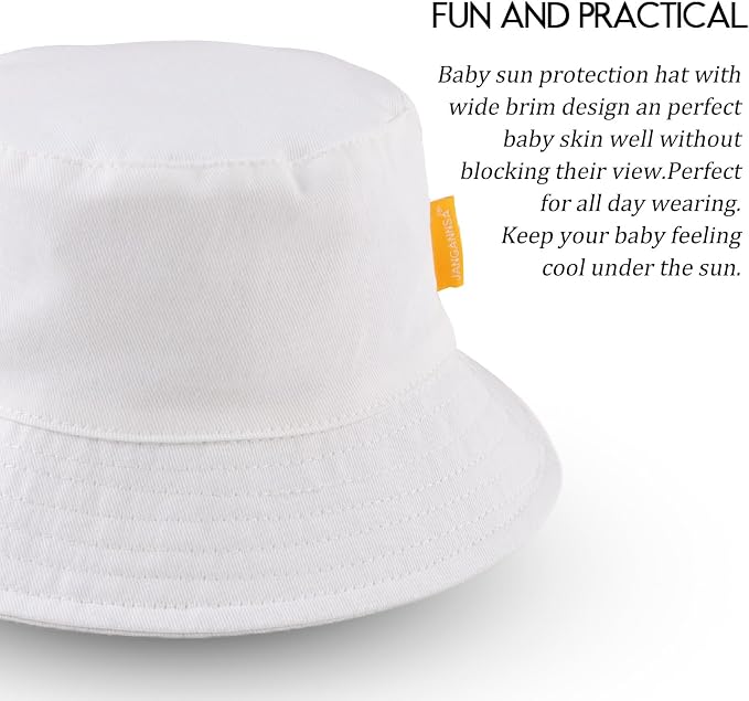 JANGANNSA Cotton Baby Sun Hat Infant Toddler Boys Girls Bucket Hats Summer Sun - Image 3