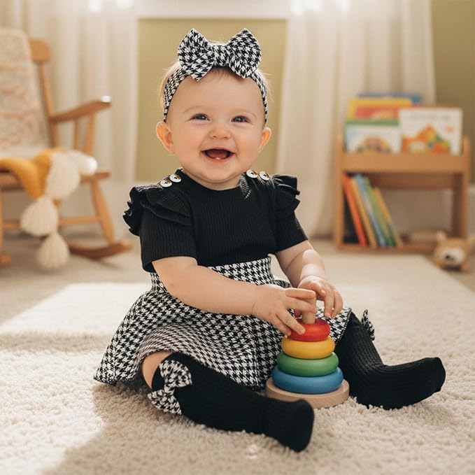 Giraropa Newborn Baby Girl Clothes Smocked Bubble Romper Dress + Socks + - Image 2