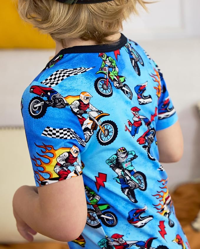 babee Reshinee Bamboo Viscose Toddler Boys Pajamas Set, Short Sleeve Kids - Image 7