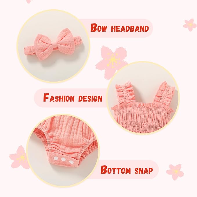 YOUNGER TREE Baby girl Romper Infant Summer Clothes Ruffle Sleeveless One Piece - Image 5