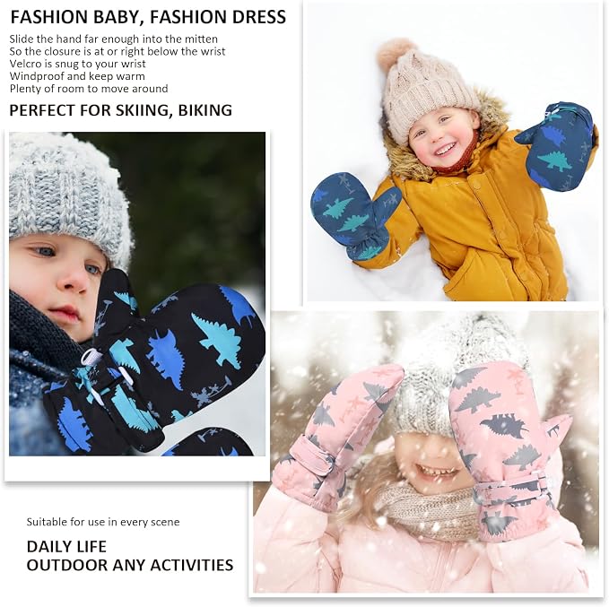 Fleece Lined Mittens for Baby Boys Girls, Baby Toddler Little Kids Winter Warm - Image 7